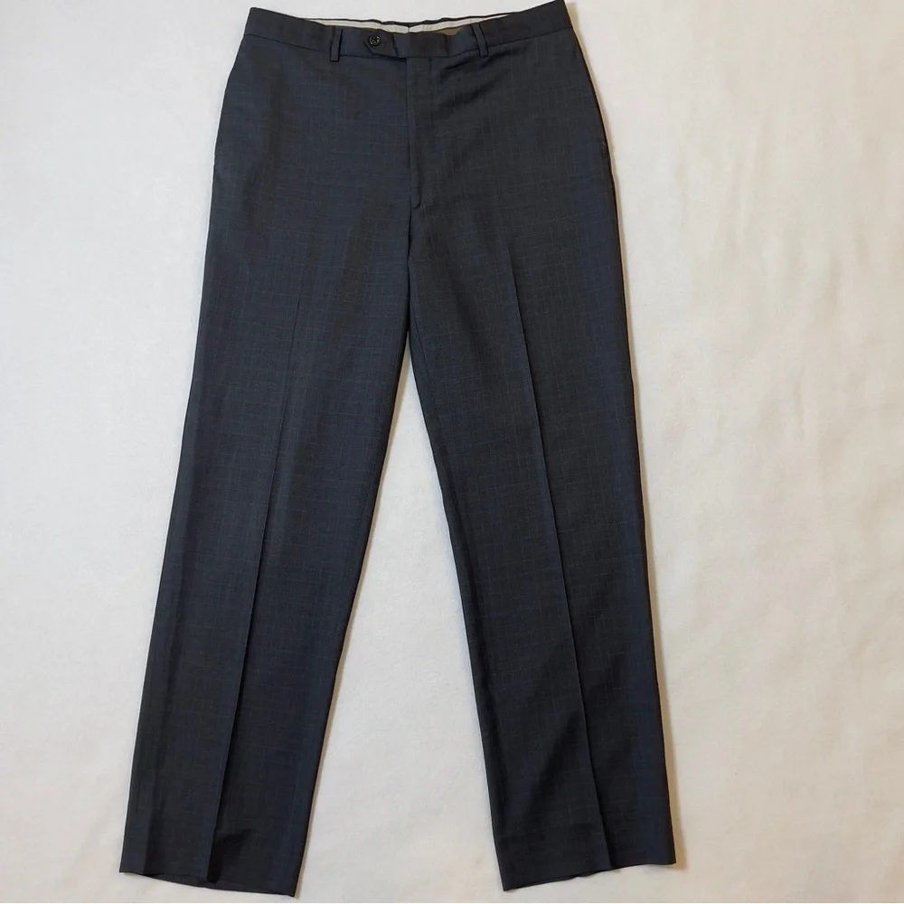 Pronto Uomo Signature Italian Wool Suit Gray Blue Plaid Tollegno 1900 Super 120s
